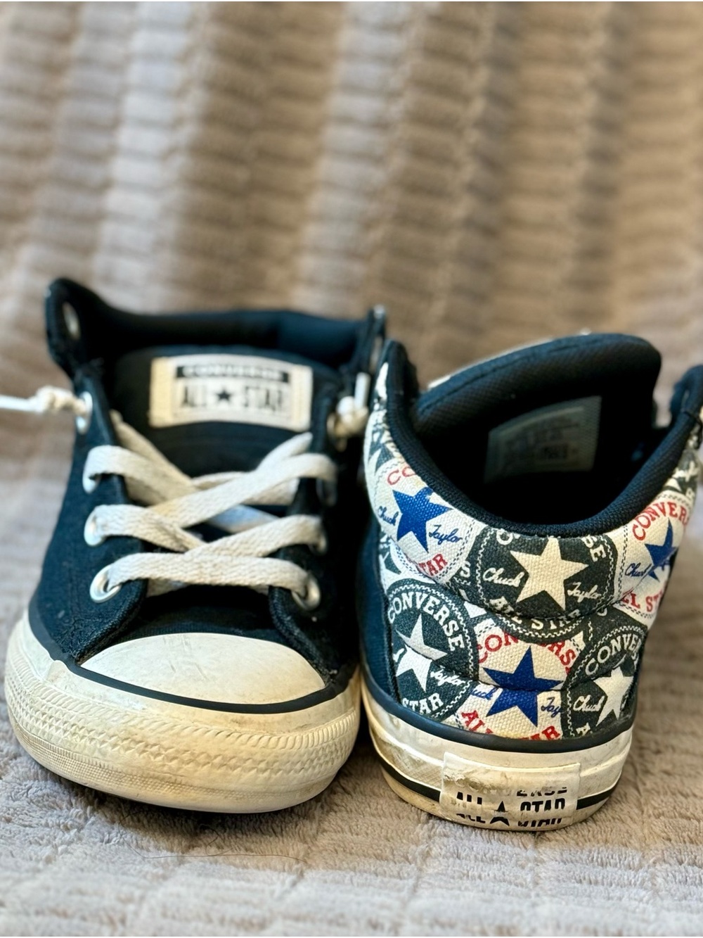 Converse Kids Black Low Top Sneakers with Multicolor Logo Stars